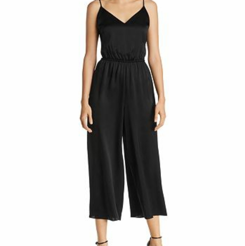 NWT CAMI NYC BLACK‎ SHILO SILK TIE BACK JUMPSUIT M